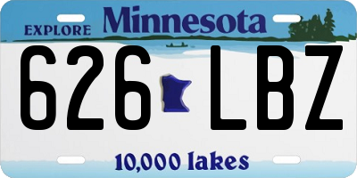 MN license plate 626LBZ