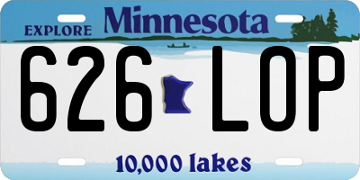 MN license plate 626LOP