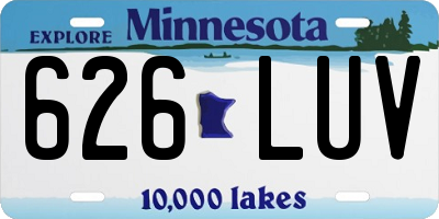 MN license plate 626LUV
