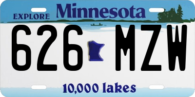 MN license plate 626MZW