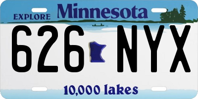 MN license plate 626NYX