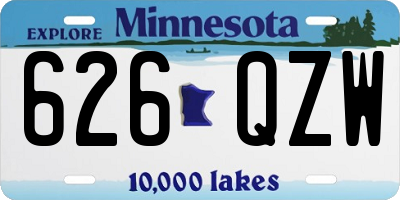 MN license plate 626QZW