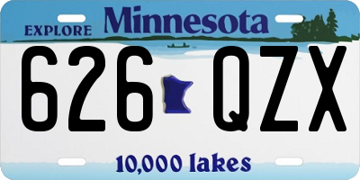MN license plate 626QZX