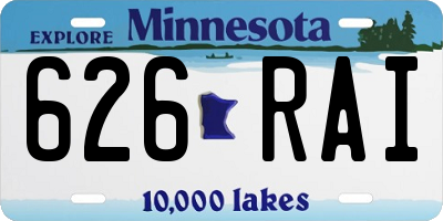 MN license plate 626RAI