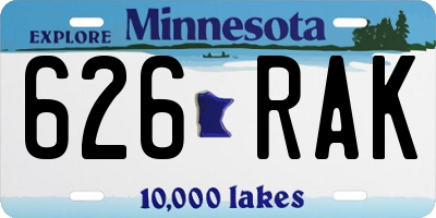 MN license plate 626RAK