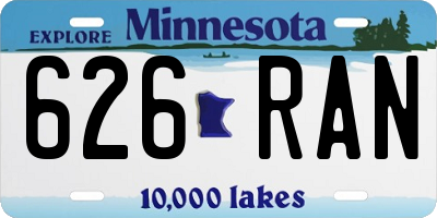 MN license plate 626RAN