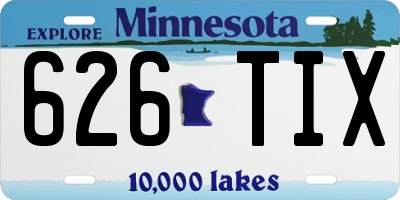 MN license plate 626TIX