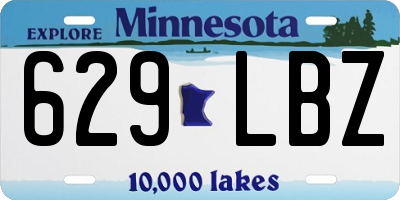 MN license plate 629LBZ