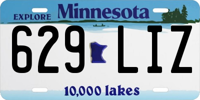 MN license plate 629LIZ