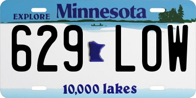 MN license plate 629LOW