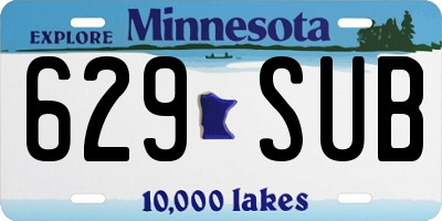 MN license plate 629SUB