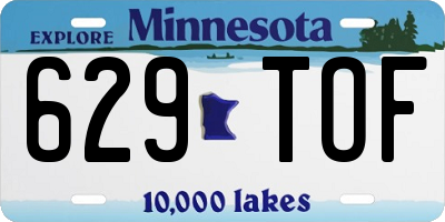 MN license plate 629TOF