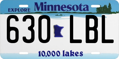 MN license plate 630LBL