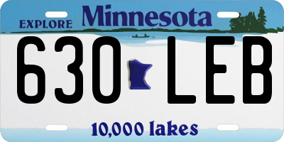 MN license plate 630LEB