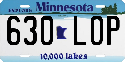 MN license plate 630LOP