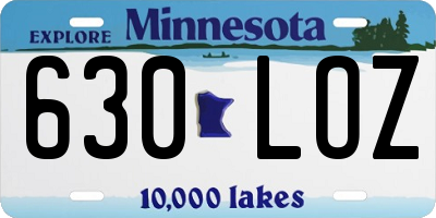 MN license plate 630LOZ