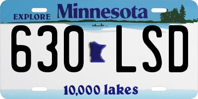 MN license plate 630LSD