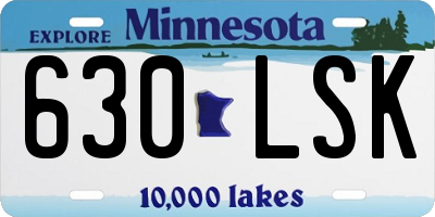 MN license plate 630LSK