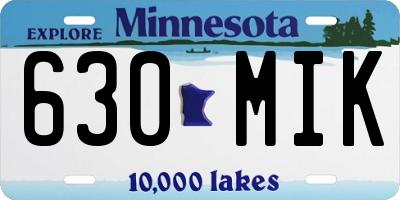 MN license plate 630MIK