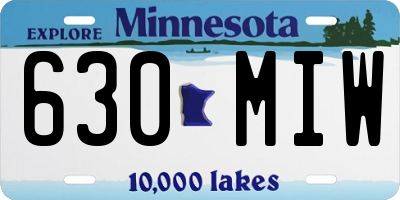 MN license plate 630MIW