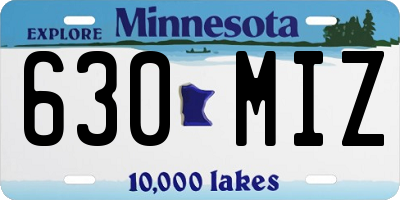 MN license plate 630MIZ
