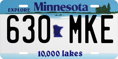 MN license plate 630MKE