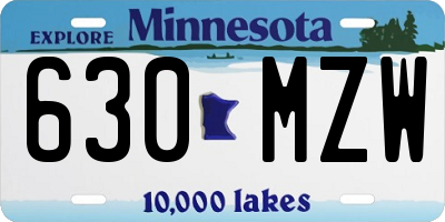MN license plate 630MZW