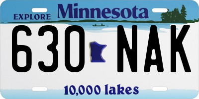 MN license plate 630NAK