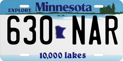 MN license plate 630NAR