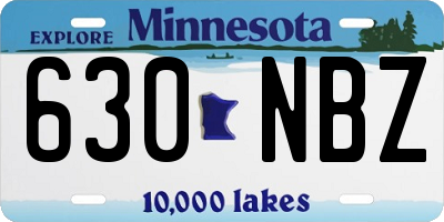 MN license plate 630NBZ