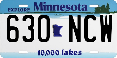 MN license plate 630NCW
