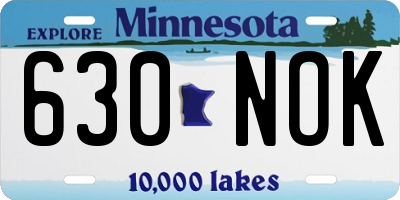 MN license plate 630NOK