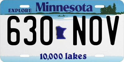 MN license plate 630NOV