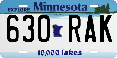 MN license plate 630RAK
