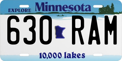 MN license plate 630RAM