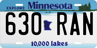MN license plate 630RAN