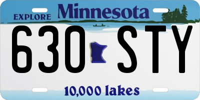 MN license plate 630STY
