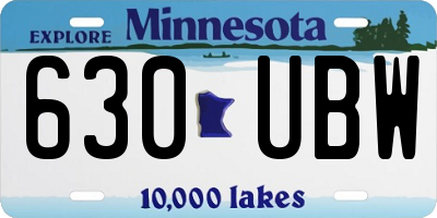 MN license plate 630UBW