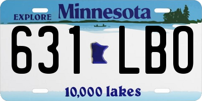 MN license plate 631LBO