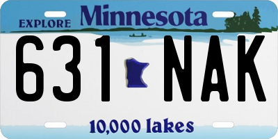 MN license plate 631NAK
