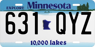 MN license plate 631QYZ