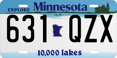MN license plate 631QZX