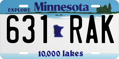 MN license plate 631RAK