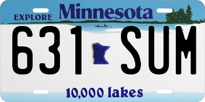 MN license plate 631SUM