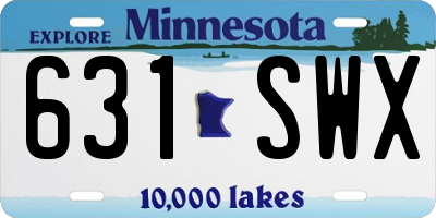 MN license plate 631SWX