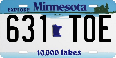 MN license plate 631TOE