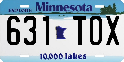 MN license plate 631TOX