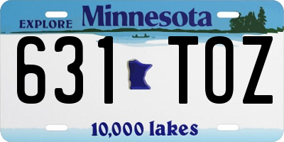 MN license plate 631TOZ