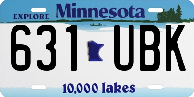 MN license plate 631UBK