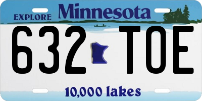 MN license plate 632TOE
